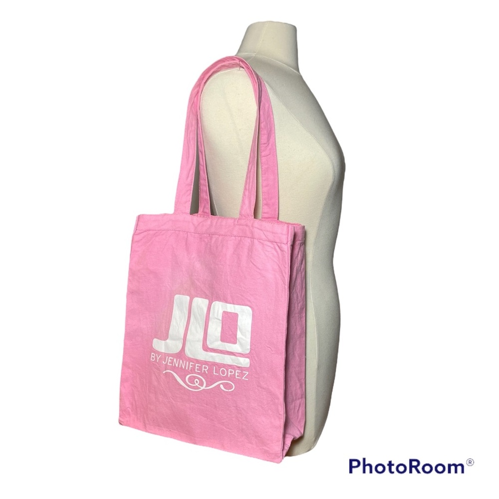 JLO by Jennifer Lopez pink canvas tote 14”H, Base 11” x 5”